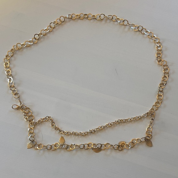 Gold Chain Belt with Leaf Charms - Picture 1 of 3
